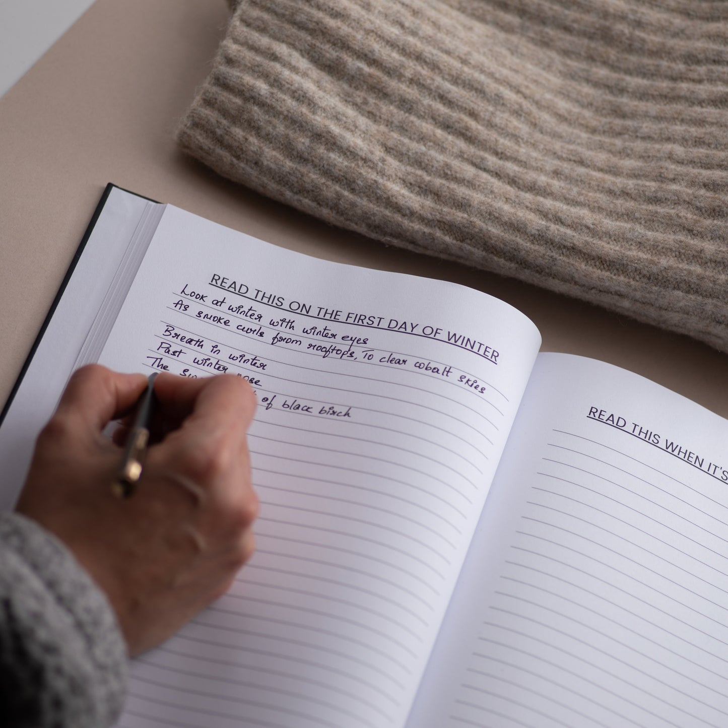 Someone writing in the 'in other words' book created by EMF publishing