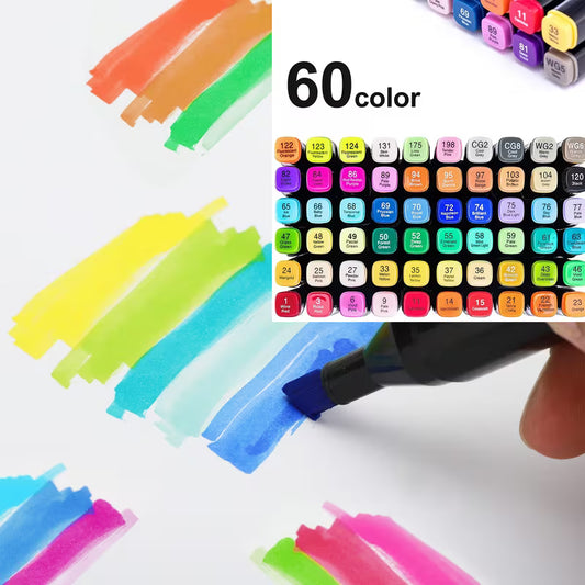60 Colours Dual Tips Alcohol Markers
