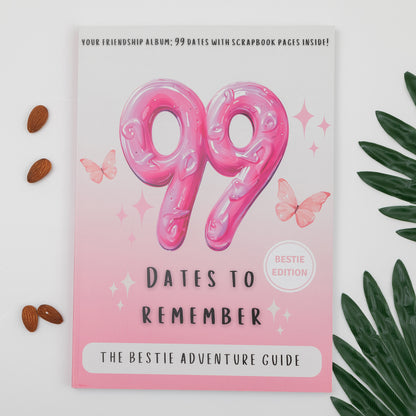 99 dates to remember bestie edition laying on a countertop 