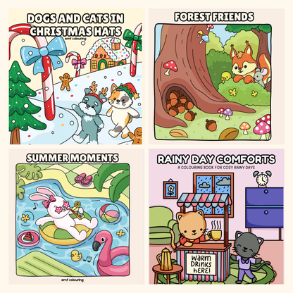 Cute & Cozy 4 Colouring Book Bundle + Free 40 Alcohol Markers
