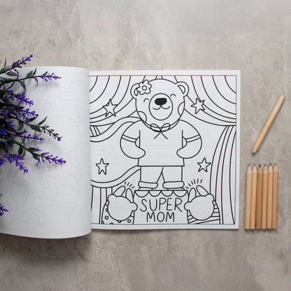 A page of mom's day off colouring book Designed by EMF publishing who created 99 dates to remember