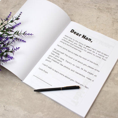 The inside of nan tell me everything journal 