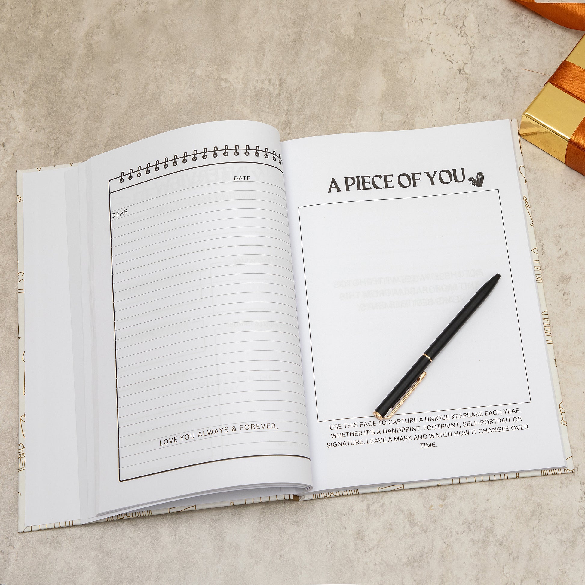 Pages inside one year wiser book by EMF publishing to capture a keepsake 